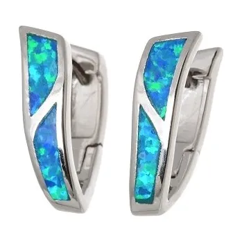 Náušnice Dámské stříbrné naušnice s modrými opály STNAU0644F