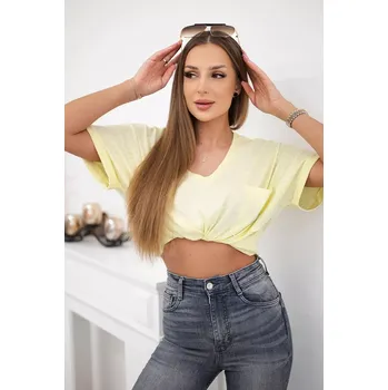 Dámská halenka Bavlněná halenka s kapsou žlutá Kesi krémová 3085489