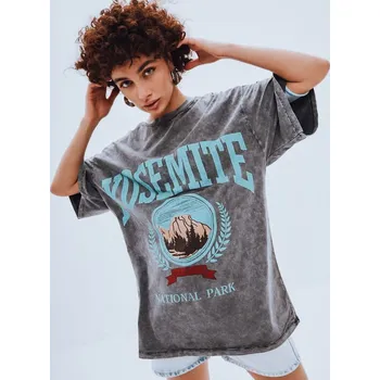 Tmavě šedé bavlněné tričko s potiskem ZAKUANI RY2633 Velikost: ONE SIZE