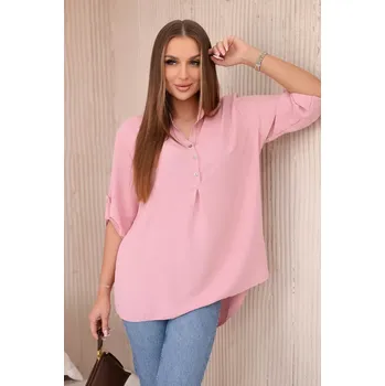 Dámská halenka Halenka s delším zadním dílem pudrově růžová Kesi Włoski růžová 3095864