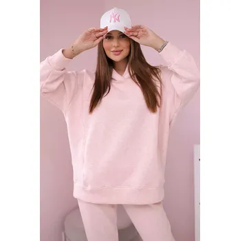 Zateplený komplet s kapucí pudrově růžové melanže Kesi růžová 3093448