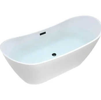 Vana BPS-koupelny Volně stojící akrylátová vana HYD-RIC513C 170x75 bílá, odtokový komplet černý