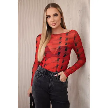 Dámská halenka Tělová halenka s pistolemi červená Kesi tmavě červená 3095632