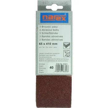 Brusný papír NAREX 00618211 Brusný pás 3ks 65x410mm P40