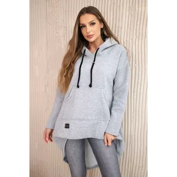 Dámská mikina Vatovaná mikina s dlouhým zadním dílem a kapucí šedé barvy Kesi šedá 3104380