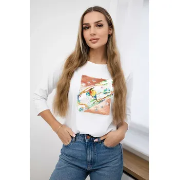 Dámská halenka Halenka s grafikou 3D Bird white Kesi bílá 3093784