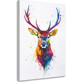 Obraz Obraz na plátně, Barevná hlava jelena, zvířata 60x90