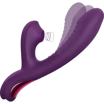 Vibrátor SuperLove Come-Hither Rabbit Sucking G-Spot Dual Vibrator Purple