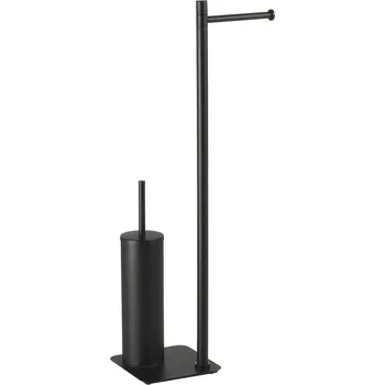 Gedy ARTU stojan s držákem na toaletní papír a WC štětkou, hranatý, černá mat, II. jakost 113214_QM-01