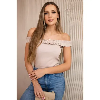 Dámská halenka Halenka s volánky v béžové barvě Kesi krémová 3094328