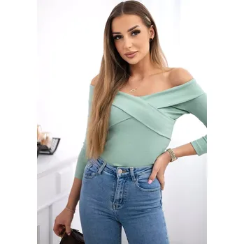 Dámská halenka Halenka s výstřihem do V tmavě mátová Kesi kaki 3096034