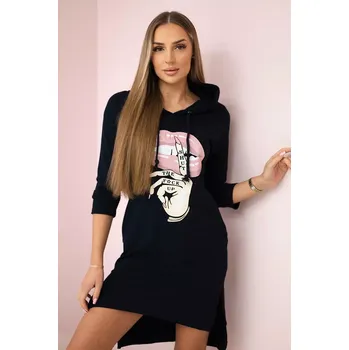 Dámské šaty Šaty s delším zadním dílem a barevným potiskem tmavě modré Kesi černá 3107220