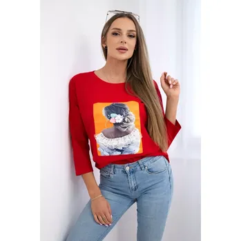 Dámská halenka Halenka s 3D grafikou, krajka červená Kesi Other 3110650