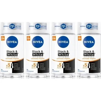 NIVEA Black&White Ultimate Impact Antiperspirant kuličkový 4x50ml