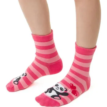 Růžové dětské pruhované ponožky s pandou Art.014 DO473 32-34 RÓŻOWY Velikost: 32/34
