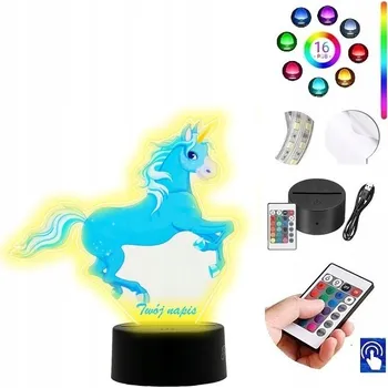 Lampička LAMPičKA NA SKLE UV JEDNOROŽEC 3D LED RGB + DÁLKOVÝ OVLADAČ 16 BAREV