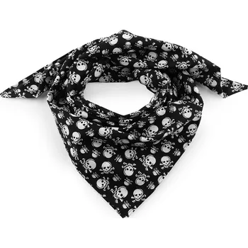 Šátek Bavlněný motorkářský šátek lebky 65x65 cm, barva černá bílá