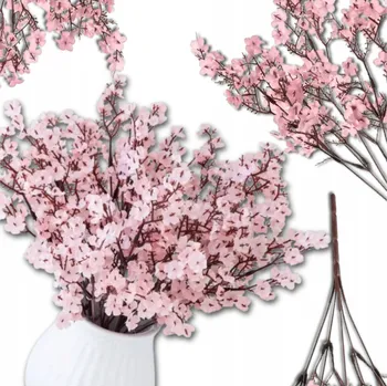 umělá květina Umělé růžové květy třešně, 2 ks kytice do vázy, větvička dekorativní