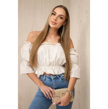 Dámská halenka Béžová blůza přes rameno Kesi bílá 3095225