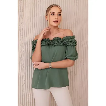 Dámská halenka Španělská halenka s malým volánkem khaki Kesi Włoski kaki 3095674