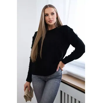 Dámský svetr Svetr s copánkovou vazbou v černé barvě Kesi černá 3110771