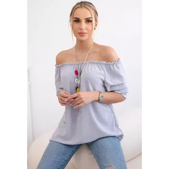 Dámská halenka Španělská halenka s ozdobnými rukávy šedá Kesi Włoski šedá 3094886