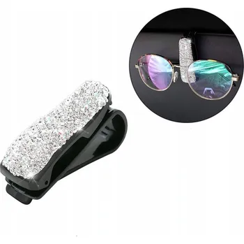 Držák do auta BROKÁTOVÝ ELEGANTNÍ KLIPS DRŽÁK NA BRÝLE DO AUTA STŘÍBRNÝ