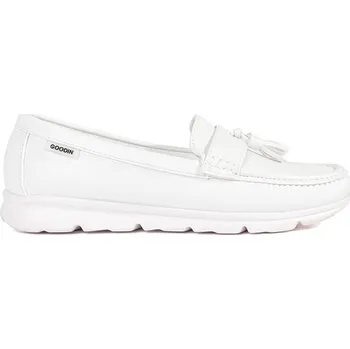 Dámské mokasíny Bílé mokasíny s třásněmi na nízkém klínku GD-FL685W Velikost: 39