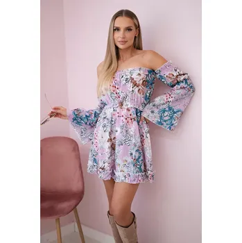 Dámské šaty Květinové šaty na rameno fialové barvy Kesi šedá 3101738