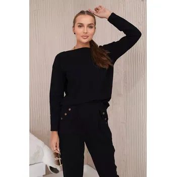 Bavlněná souprava s ozdobnými druky černé barvy Kesi černá 3094202