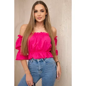 Dámská halenka Fuchsiová halenka bez ramen Kesi červená 3095161