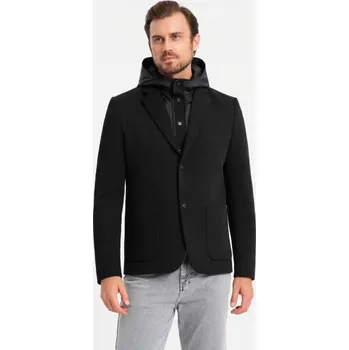 Ombre Clothing Neobyčejné černé pánské sako V2 BLZB-0133