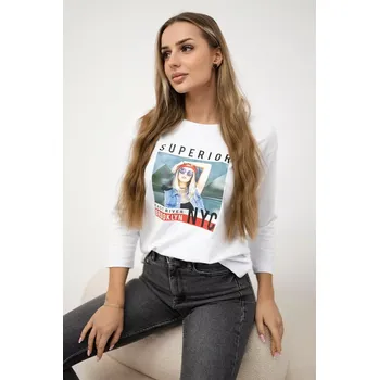 Dámská halenka Halenka s potiskem Superior bílá Kesi šedá 3099974