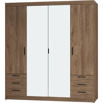 Šatní skříň Skříň Enja 4D6S se zrcadlem dub lefkas