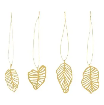 Vánoční ozdoba Mosazné ozdoby Deco Leaf Brass - set 4 ks