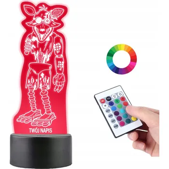 Lampička LAMPKA na SKLE Foxy Five Nights at Freddy's 3D LED RGB + DÁLKOVÝ OVLADAČ 16 BAREV