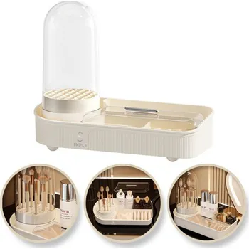 Flamenco Mystique Organizér na štětce a kosmetiku, rytý, otočný, krémový 33,5x28x14 cm CB69