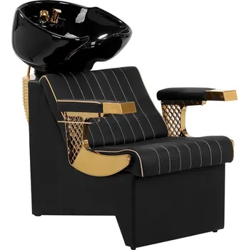 Kadeřnické křeslo Kadeřnický mycí box MARCUS - zlato černý