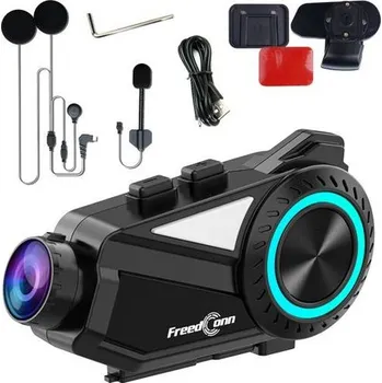 Interkom na motorku FreedConn R3 handsfree do helmy se záznamovou kamerou, headset na motorku