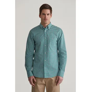 Pánská košile KOŠILE GANT REG POPLIN GINGHAM SHIRT DEEP FOREST GREEN