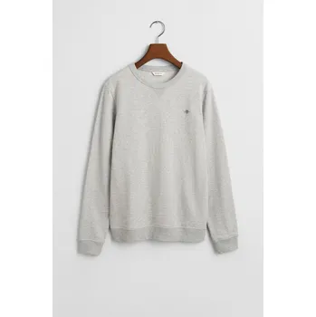 Dívčí mikina MIKINA GANT SHIELD COTTON SLUB C-NECK LIGHT GREY MELANGE