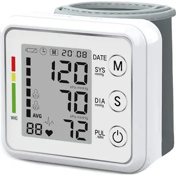 Tlakoměr Elektronický měřič krevního tlaku na zápěstí, pouzdro LCD