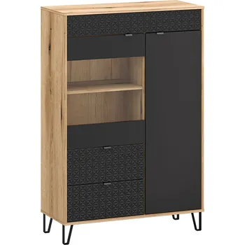 Knihovna Vitrína nízká 1d1w2s (C2) dub evok / černý Bellano