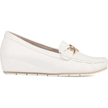 Dámské mokasíny Bílé mokasíny na klínku se zlatým zdobením, podpatek 2 cm GD-FL799W Velikost: 41