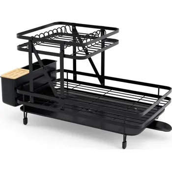 Odkapávač na nádobí Costway Odkapávač na nádobí dvoupatrový, černý 28 x 30 cm