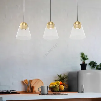Závěsné svítidlo se 3 světelnými body, zlaté a Sklo, elegantní design