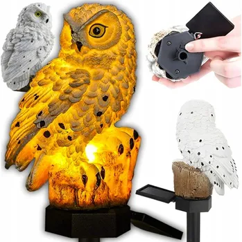 Venkovní osvětlení SOLÁRNÍ LAMPA LED ZAHRADNÍ SOVA SE SENZOREM SOUMRAKU ZAPICHOVACÍ VODĚODOLNÁ
