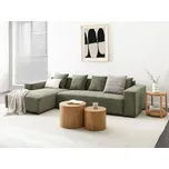 Manšestrová pravostranná rohová pohovka zelená moderní nábytek dekorativní polštáře Beliani