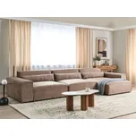 Levá 3místná modulární pohovka hnědá látková sekční pohovka s černými nohami moderní obývací pokoj Beliani