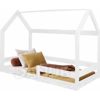 Springps Dětská dřevěná postel ve tvaru domečku bez nohou - 160x80cm - bílá